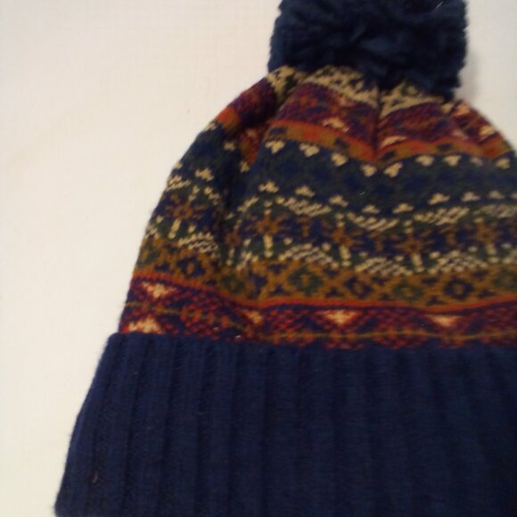 Gap Kids Pom Hat Beanie Boys L XL Pattern Blue Red Green - Picture 5 of 12